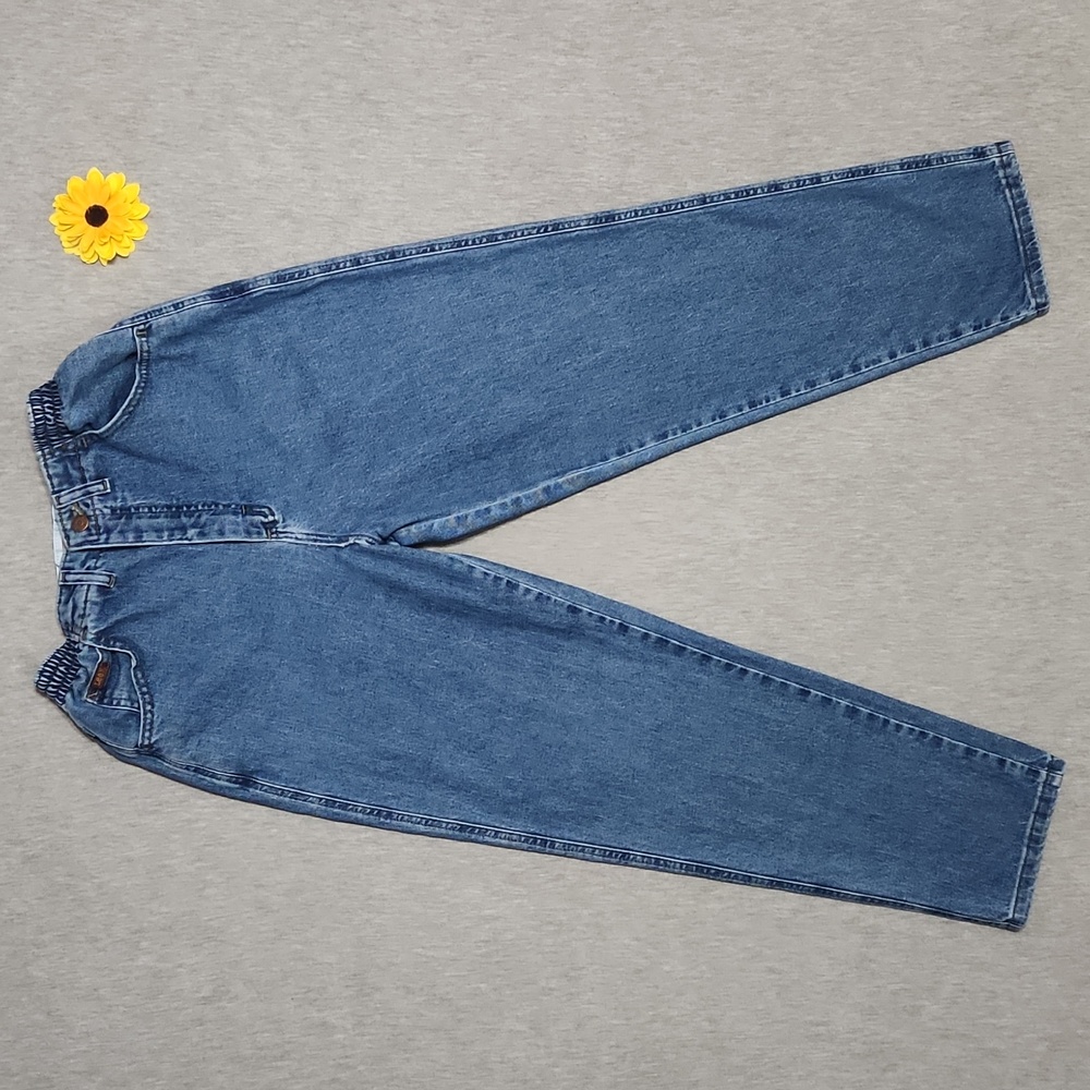 Vintage Lee Elastic Waist High Rise Tapered Leg Baggy Relaxed "Mom" Jeans
